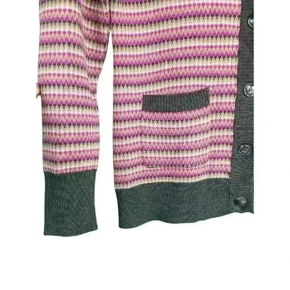 Trina Turk Merino Wool Multicolor Striped Button Front Cardigan Size Large - Picture 3 of 5